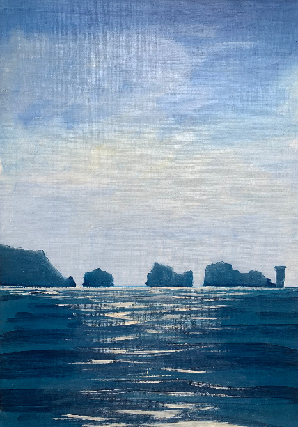 Contemporary painting of The Needles, Isle of Wight. Wall art for interiors.